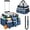 Blue, variant on Large Rolling Cleaning Caddy Bag with Detachable Trolley,Cleaning Cart on Wheels with Shoulder Strap,Cleaning Supplies Organizer for Housekeepers,PInk