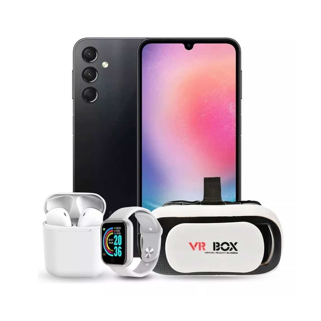 Samsung Galaxy A24 Dual Sim 128 Gb Negro 6 Gb Ram + 3 Regalos (smartwatch, Lentes Vr Box Y Audífonos)