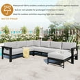 thumbnail image 5 of Outdoor Patio Sectional Conversation Sofa Set, U-Shaped Aluminum Sofa Set with Thick Cushions and Backrests for Gardens, Backyards, and Balconies-Gray, 5 of 12