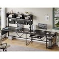 thumbnail image 2 of SEDETA L Shaped Gaming Desk, Reversible Computer Desk with Power Outlet, Pegboard, LED Lights, Keyboard Tray & Storage Bag, Home Office Desk, Black, 2 of 7