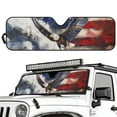 thumbnail image 2 of Uorisanigo Foldable Windshield Sun Shade Compatible with Jeep Wrangler Sun Shade Compatible with Wrangler, Compass, Gladiator & Renegade, Keep Car Interior Cooler(Bald Eagle American Flag), 2 of 7