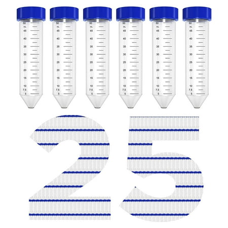 

Membrane Solutions - 50ml Clear Conical Centrifuge Tubes with Screw Caps Plastic Graduated Lab Test Tube 25 Pack