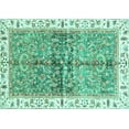 thumbnail image 1 of Ahgly Company Machine Washable Indoor Rectangle Oriental Turquoise Blue Traditional Area Rugs, 3' x 5', 1 of 4
