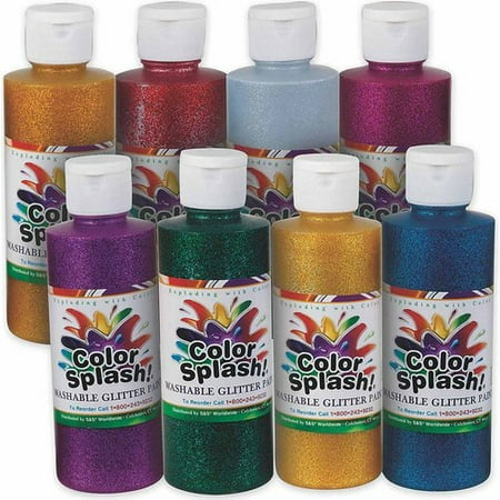 Color Splash! Washable Glitter Paint 8 oz Assortment, Pack of