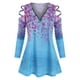 thumbnail image 1 of Tallas grandes con cremallera en V cuello floral escalera recortado frío hombro superior Rosegal Mangas largas de talla grande, 1 of 5
