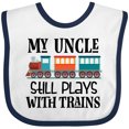 thumbnail image 3 of Inktastic My Uncle Still Plays with Trains Boys or Girls Baby Bib, 3 of 4