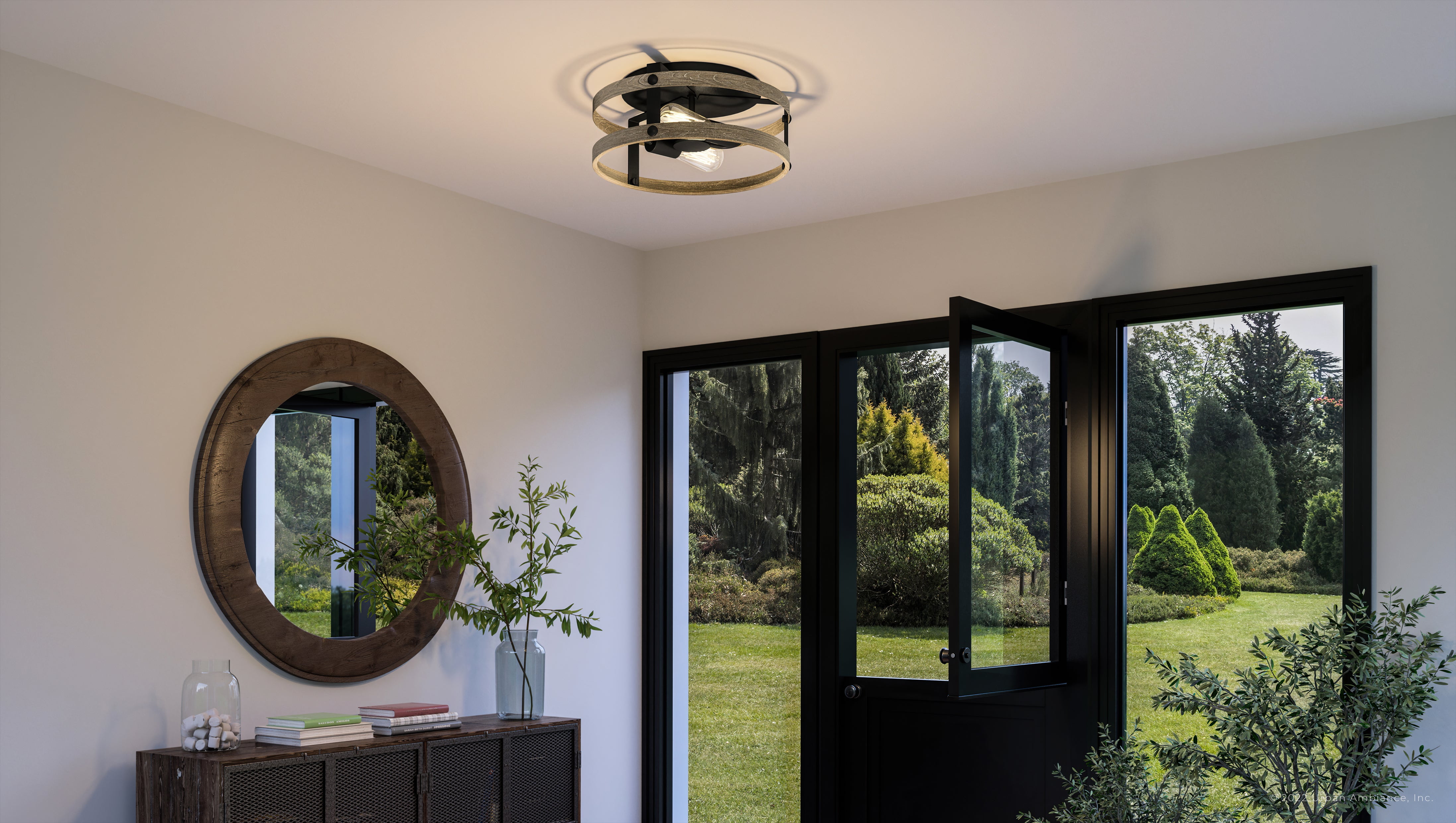Luxury Farmhouse Ceiling Light, 6.5H x 14.375W, with Modern Farmhouse Style, Charcoal, UHP4041 by Urban Ambiance