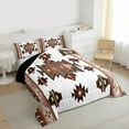 thumbnail image 3 of Homewish Bohemian Aztec Triangle Bedding Comforter Set, White Brown Southwestern Style Twin Comforter Sets, Teens Kids Women Men Reversible Bedding Set, Microfiber Bedroom Decor, 2pcs, 3 of 8