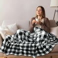 thumbnail image 7 of AUQ Buffalo Checker Throw Blanket for Sofa Couch | Soft Flannel Fleece White Black Checkered Plaid Pattern Decorative Throw | Warm Cozy Lightweight Microfiber | 50 X 60 Inches, 7 of 7