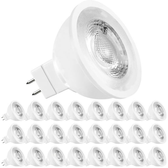 Luxrite MR16 LED Bulb 50W Equivalent, 12V, Dimmable, 500 Lumens, GU5.3 LED Bulb 6.5W, Enclosed Fixture Rated (24 Pack) 3000K (Soft White)