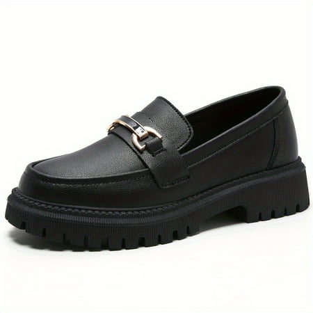 

Women‘s Black Breathable Loafers Round Toe Slip-on Platform Casual Shoes Women‘s Comfy Footwear