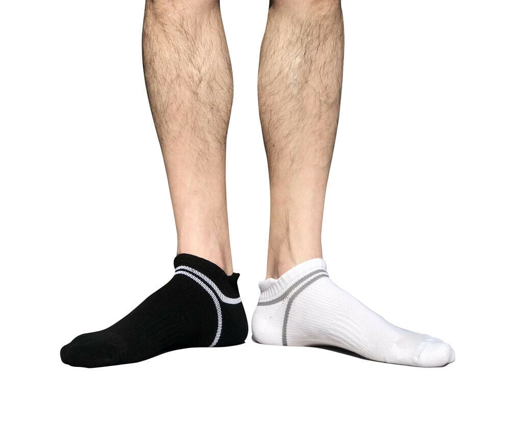 B&Q 10 Pairs Mens Athletic Cotton Low Cut Ankle Breathable Casual Socks with Cushioned Tab for Sneakers Sports Running Jogging Cycling White Size 9-11-10-13