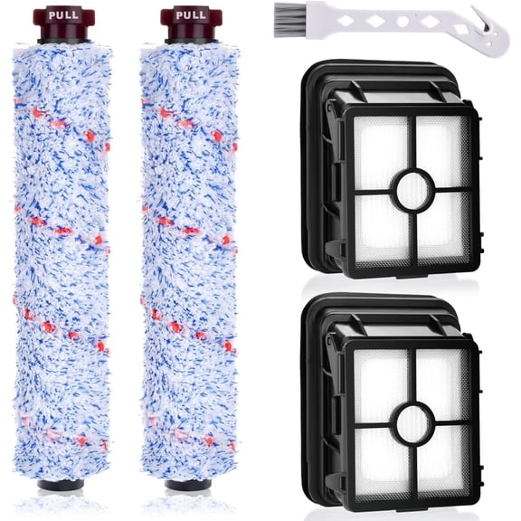 2 Pack 1868 Multi-Surface Brush Roll   2 Pack 1866 Vacuum Filter, Replacement Parts Compatible with Bissell CrossWave 1785A 2306A 3888A Vacuum Cleaner, Compare to Part 1608683 160-8683 1608684