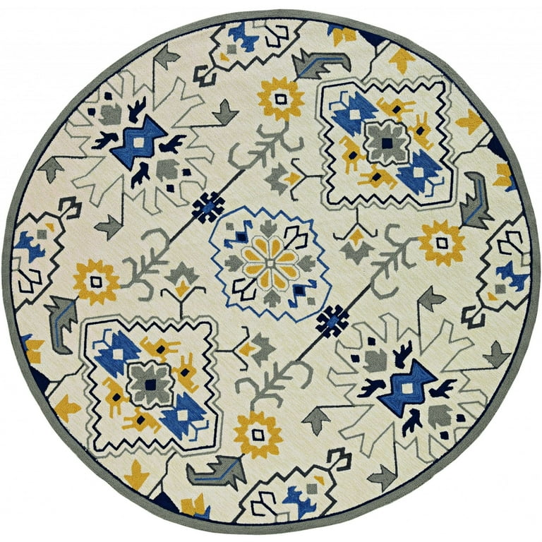2'X3' Navy Blue Hand Hooked Uv Treated Floral Vines Indoor Outdoor Accent Rug 2'X3' Navy Blue Hand Hooked Uv Treated Floral Vines Indoor Outdoor Accent Rug