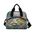 thumbnail image 2 of Insulated Crossbody Lunch Bag 10L Lunch Tote with Adjustable Shoulder Strap for Work Office Picnic Vibrant Garden Filled, 2 of 6