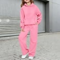 thumbnail image 2 of Mercatoo Girls Boys 2 Piece Tracksui𝐭 Wide Leg Sweatpants & Hooded Sweatshirt Elastic Waist Baggy Straight Leg Pants Athletic Outfits, 2 of 7
