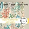thumbnail image 6 of Teal Red Coastal Kitchen Curtains Window Panels, Nautical Seahorse Beach Coral Starfish Beige Insulated Window Treatment Curtain, Grommet Curtains for Bedroom/Living Room, 2 Piece 27.5"Wx39"L, 6 of 8