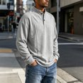 thumbnail image 5 of Long Sleeve Henley Shirts For Men Casual Button Down Shirt Golf Pullover V Neck Stand Collar Fashion Fall Sweatshirt Gray 2XL, 5 of 6