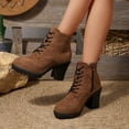 thumbnail image 2 of Fashion Heel Ankle Boots Side Zipper Lace Up Suede Winter Booties for Casual Outings, 2 of 9