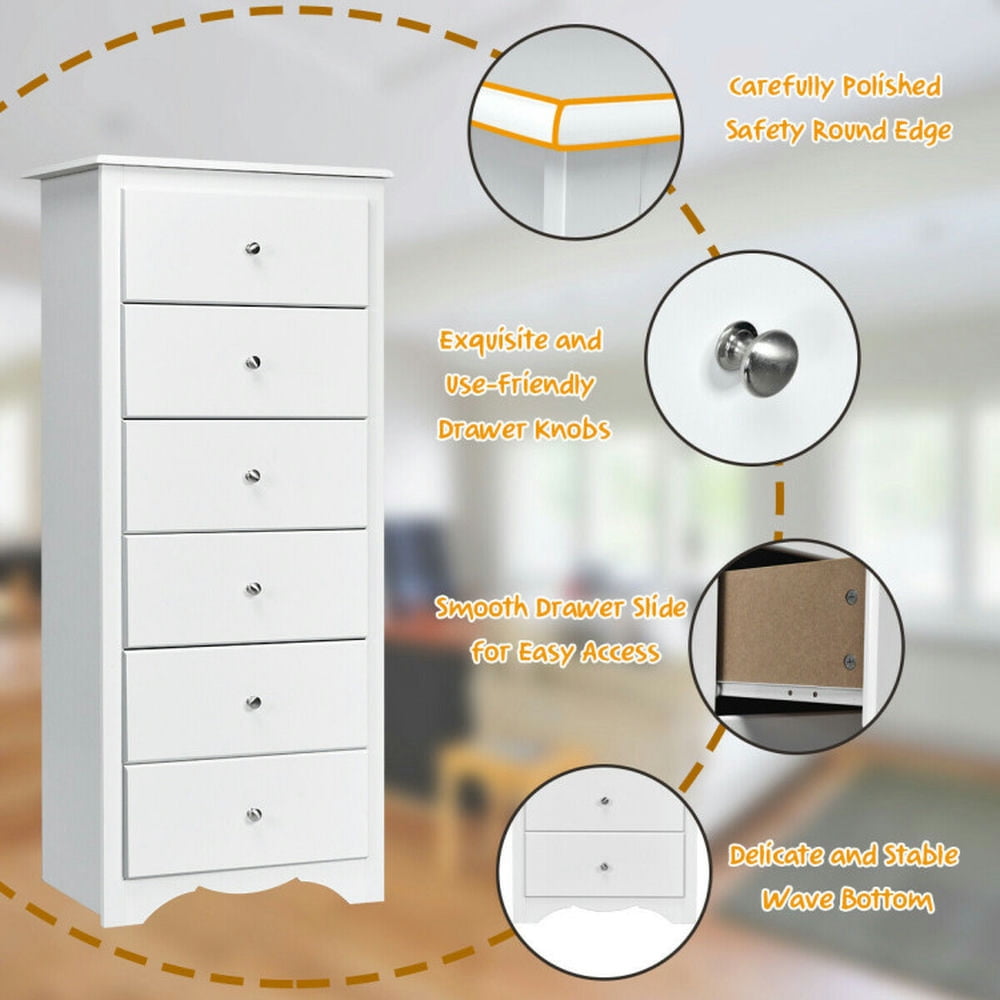 Finihen Bathroom Storage Cabinet, Bathroom Floor Cabinet, 6 Drawers Chest Dresser Clothes Storage Bedroom Furniture Cabinet, for Bathroom, Bedroom, White Finihen Bathroom Storage Cabinet, Bathroom Floor Cabinet, 6 Drawers Chest Dresser Clothes Storage Bedroom Furniture Cabinet, for Bathroom, Bedroom, White