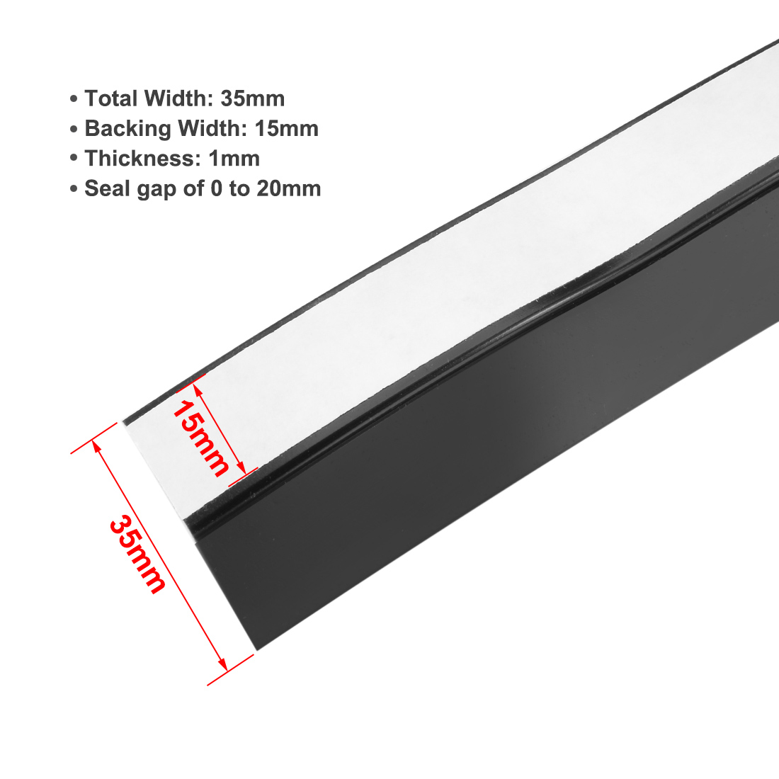13/8"(35mm) Width 4M Long Weather Stripping Frameless Door Bottom Seal