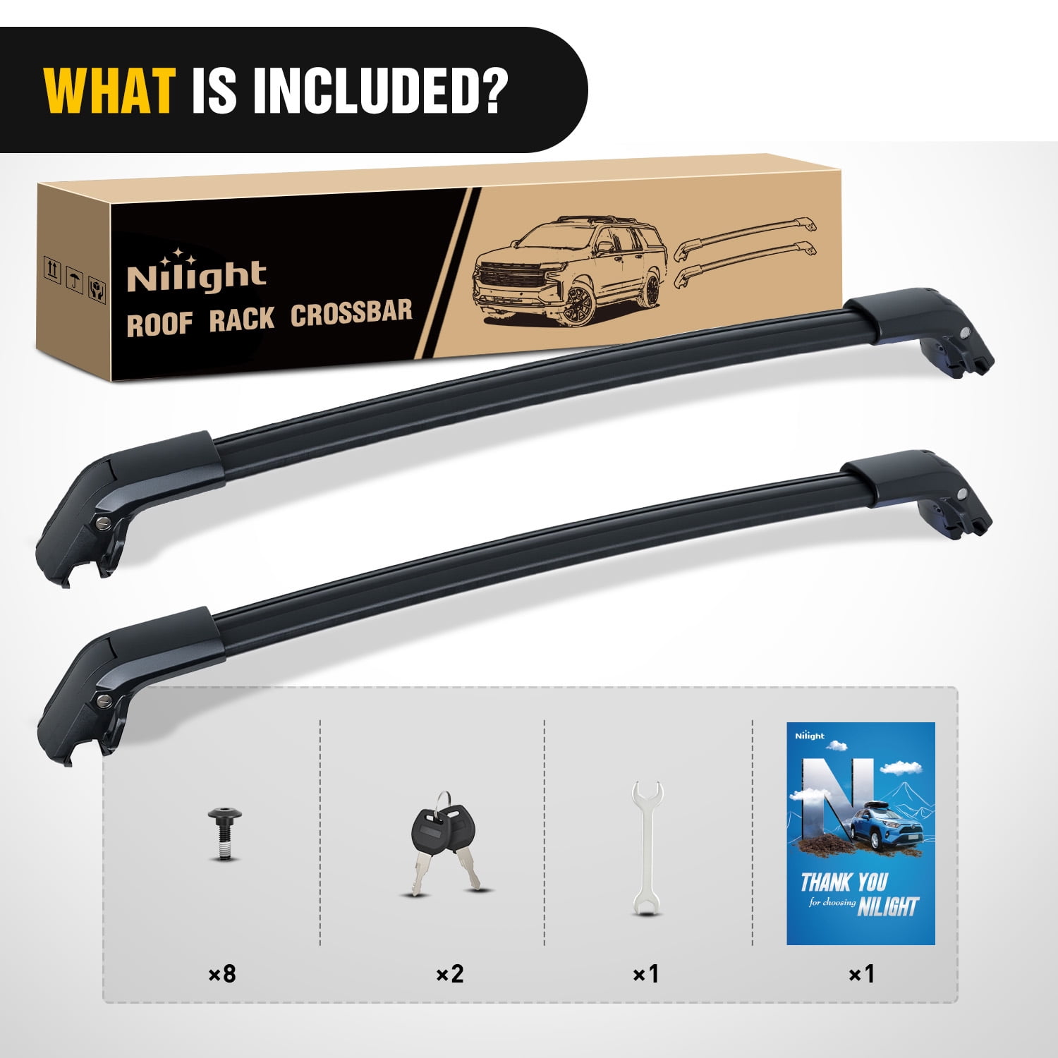 Roof Rack Cross Bars Compatible with Chevrolet Tahoe Suburban GMC Yukon Cadillac Escalade 2021 22 23 2024, Adjustable Aluminum Car Crossbars for Cargo Carrier Luggage Box Kayak Tent Snowboard