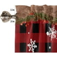 thumbnail image 5 of Winter Snowman Kitchen Window Valance and Tier Set Snowy Christmas Tree 3 Piece Rod Pocket Valances Short Curtain, Snowflake on Black Red Check Windows Treatment Curtains for Bedroom/Cafe/Bathroom, 5 of 5