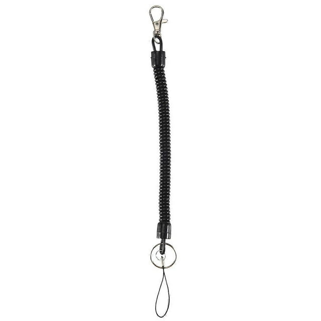 Lobster Clasp Black Spring Stretchy Coil Cord Strap Keychain Key Chain Rope