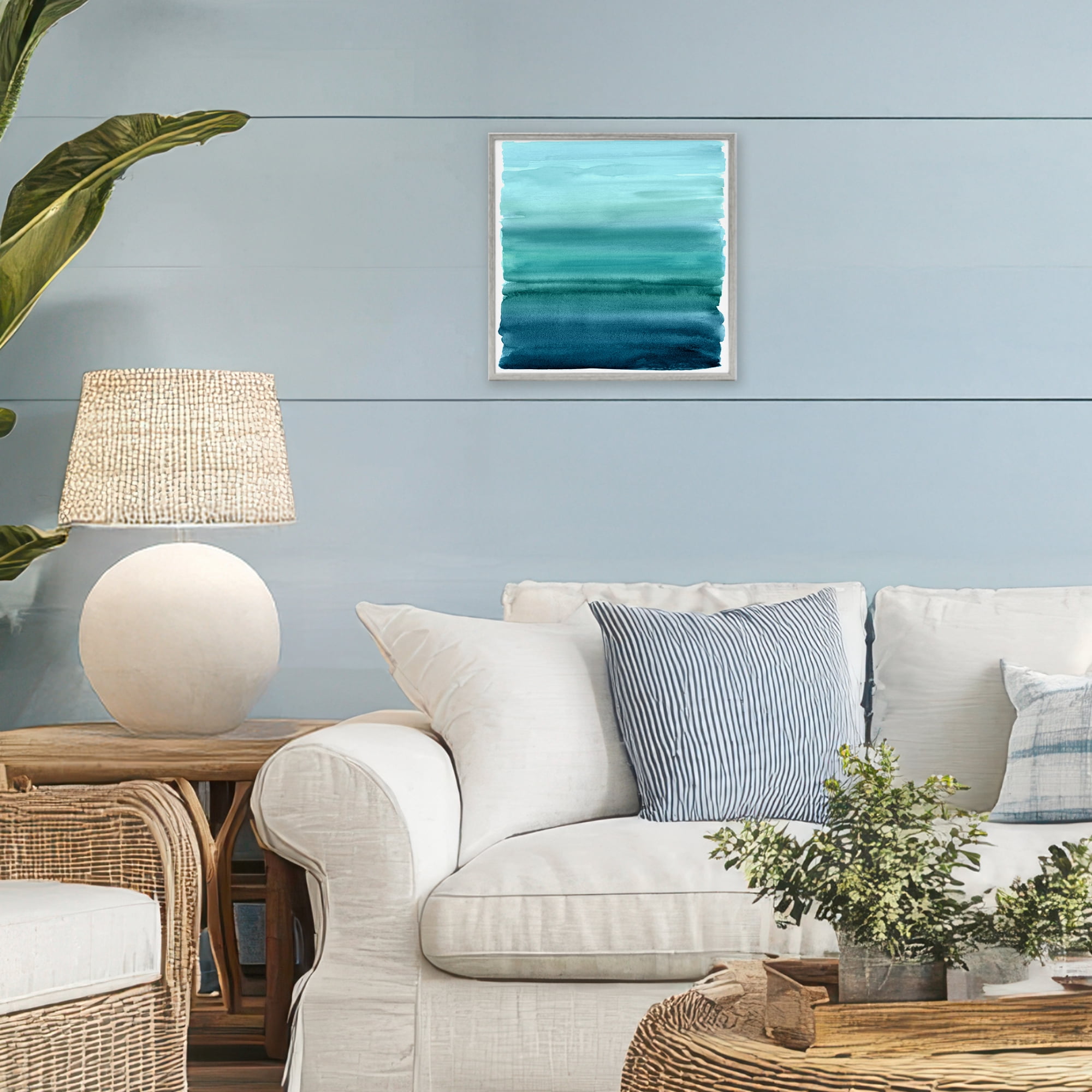 Stupell Industries Aqua Ombre Gradient Gray Framed Giclee Art, design by Allie Corbin