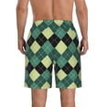 thumbnail image 3 of Kdxio Green Squares Pattern Mens Casual Shorts - Drawstring Summer Beach Sports Shorts for Men, 3 of 9