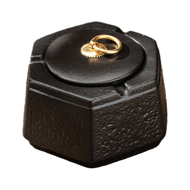 Matsuzay Cenicero De Cerámica Con Tapa - Escritorio Ordenado Y Sin Humo Regalos Especiales Para Ancianos Cenicero De Cigarros Hexaedro/elevador Type2 NO2