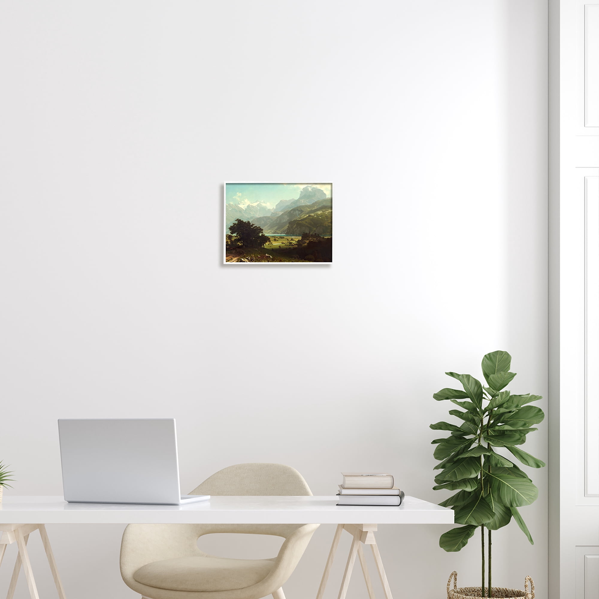Stupell Industries Lake Lucern Albert Bierstadt Classic Fine Landscape Painting Painting White Framed Art Print Wall Art, Design by one1000paintings