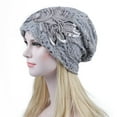 thumbnail image 4 of D-GROEE Double Layer Hollow Out Sequins Turban Hats Slouchy Baggy Chemo Cap Beanie Cancer Hat Light Breathable Head Covers for Daily Life, 4 of 8