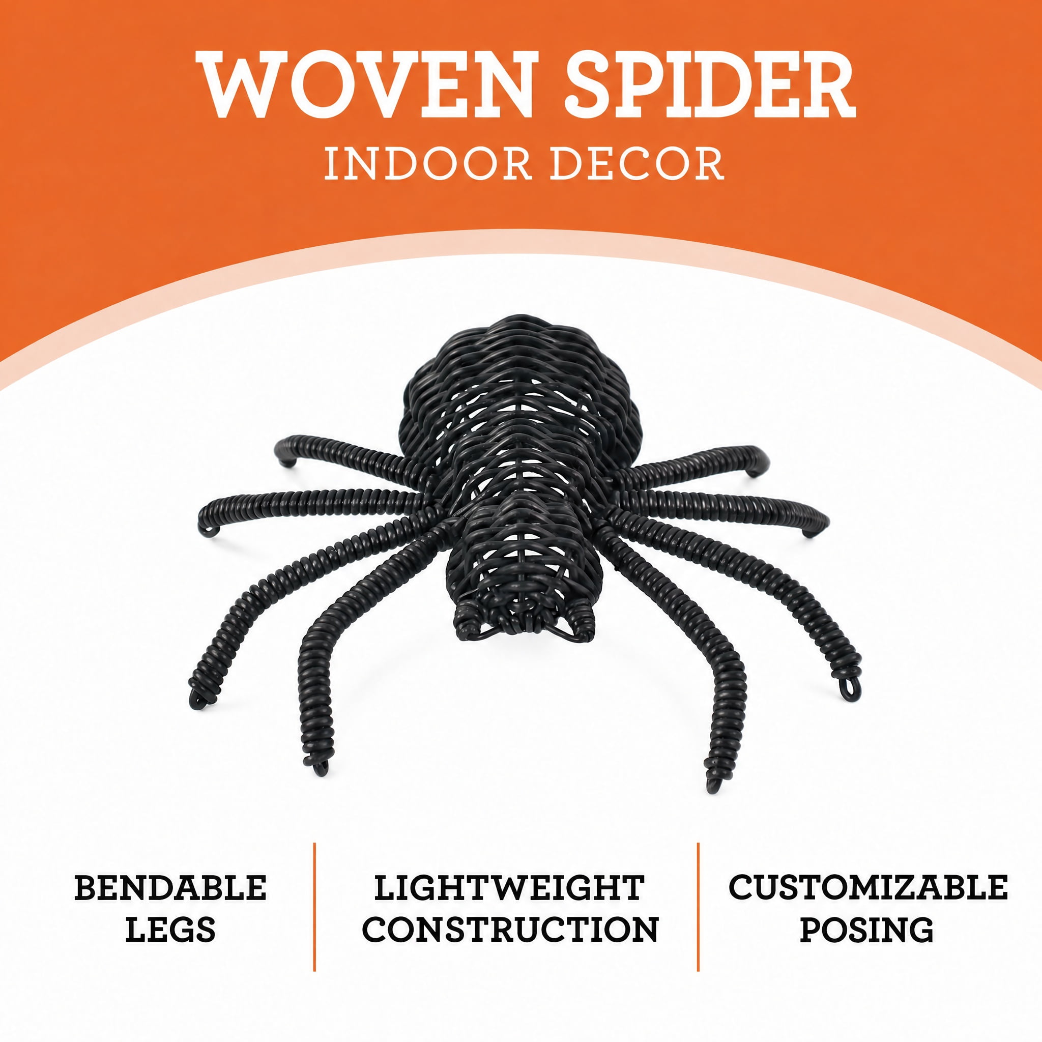 Woven Spider Decoration, Black, 8" x 7", Halloween by Way To Celebrate