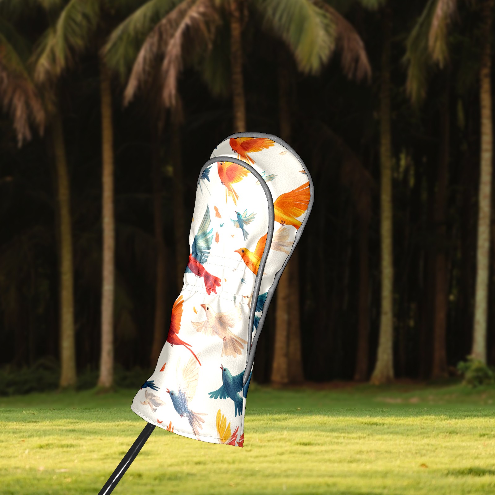 Golf Club Covers PU Leather Waterproof Head Covers for Fairway Woods Hybrids Colorful Pigeons