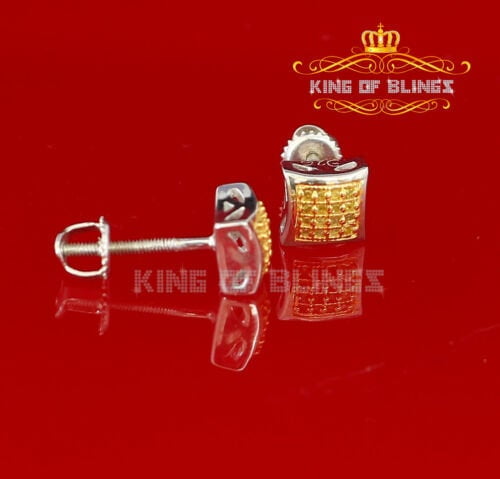 King of Bling's 0.10ct Diamond 925 Sterling Silver White Kite Stud Earrings For Women's & Men's