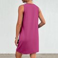 thumbnail image 4 of WIZUTIZ Casual Summer Dresses for Women Trendy Relaxed Fit Mini Dress Solid Vacation Dress Crew Neck Sleeveless Beach Dress for Teen Girls Cotton Pockets Trendy Wedding Dress Hot Pink M, 4 of 6