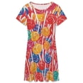 thumbnail image 3 of Candy Pattern Rainbow Lollipop Short Sleeve Dress Women Summer Evening Dresses Ladies Sundress, 3 of 7