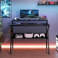 thumbnail image 4 of Demi Bonn Space-Saving Computer Desk, Anti-Falling Backboard, Removable Hook, with Monitor Stand and Extra Storage Shelf for Work Study-Black, 4 of 7