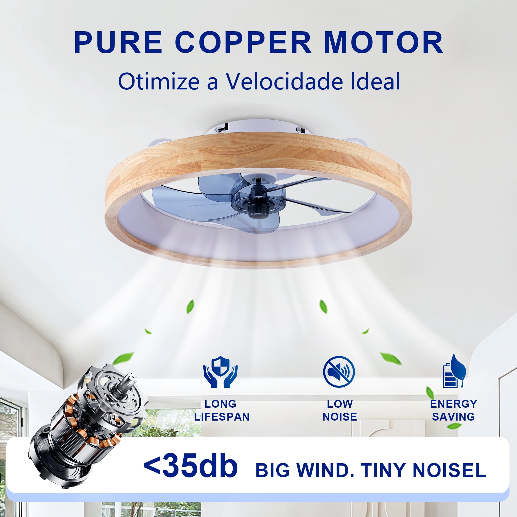 Leumius 20" Ceiling Fans with Light and Remote, 3000-6500K Dimmable Flush Mount LED Fan Light, 6 Speeds, Quiet DC Motor for Living Room Bedroom Kitchen White