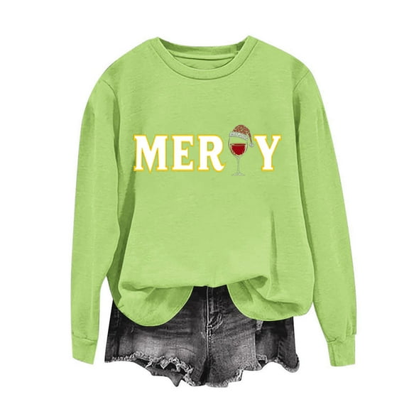 ‌FDGIU Women's Christmas Sweatshirt 2025 – Fleece Lined Pullover, Merry & Bright Holiday Top