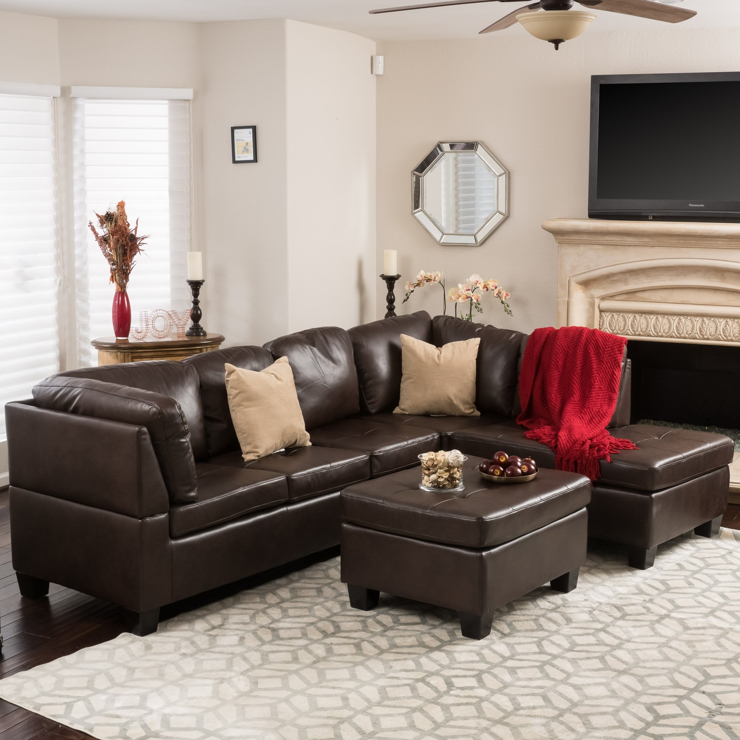 Christopher Knight Home Canterbury 3 Piece Pu Leather Sectional Sofa Set By