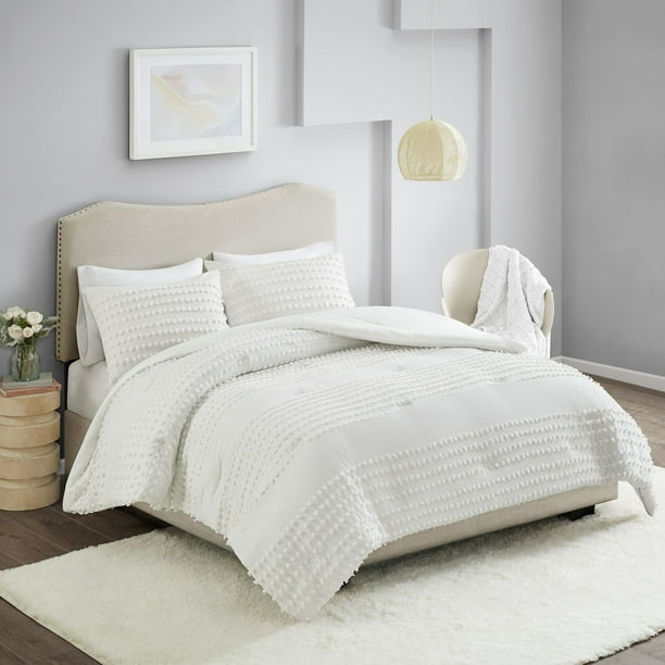 Comfort Spaces Phillips Cotton Jacquard Comforter Set, Twin/Twin XL, Ivory