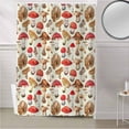 thumbnail image 5 of Fabric Shower Curtain, Retro Mushroom Spring Summer Plant Leaves Bathroom Curtain with 12 Hooks Waterproof No Bad Odor Machine Washable Bath Curtains for Bathroom, Spa Room, Background Cloth, 66"x72", 5 of 6