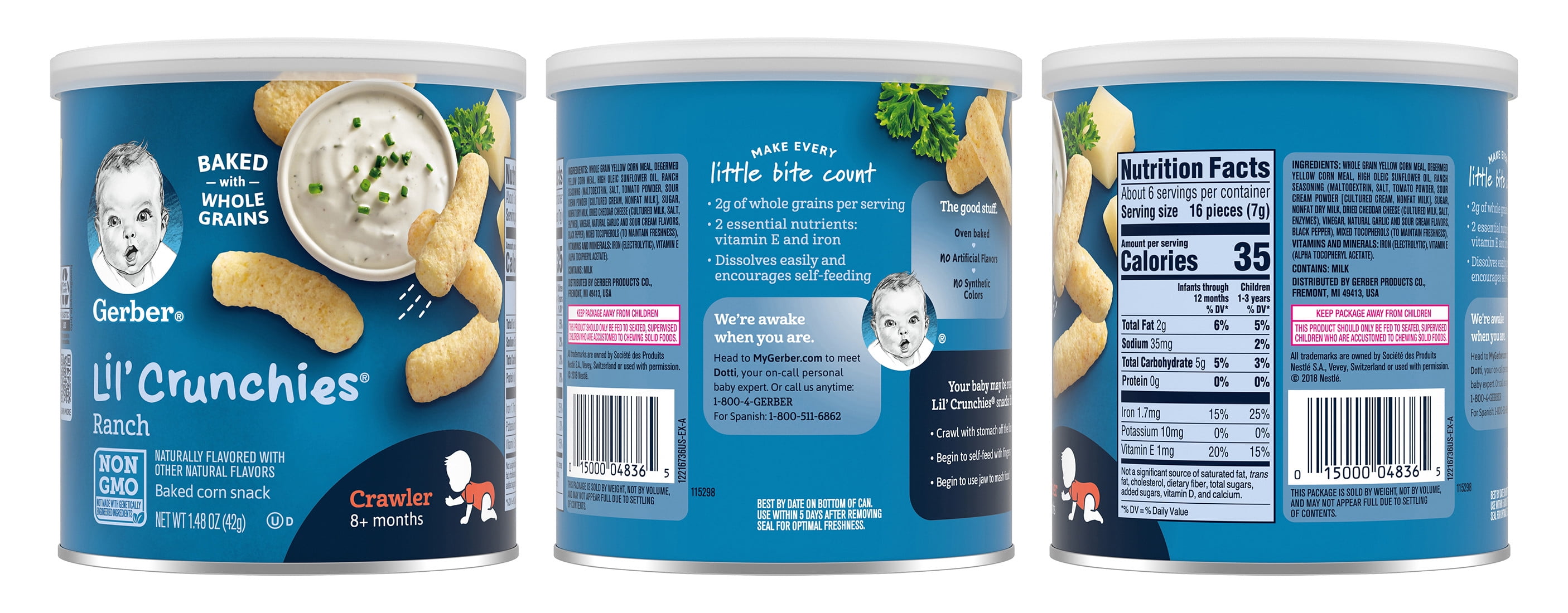 Gerber Lil' Crunchies Variety Pack, 1 Cheddar, 1 Veggie, 1 Tomato, 1 Ranch, 1 Maple, 1 Apple & Sweet Potato, 6 CT