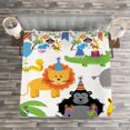 thumbnail image 3 of Ambesonne Birthday Quilted Bedspread Set 3 Pcs, Wild Animals Birthday, King Size, Multicolor, 3 of 3