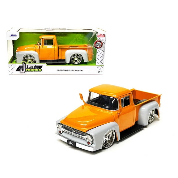 1956 Ford F-100 Custom "Two Tone Orange/Grey" "Just Trucks" Series 1/24 Diecast Model Car by Jada
