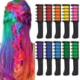 thumbnail image 1 of Juego de peines de tiza para color de cabello temporal de 10 colores, tiza para el cabello lavable para niñas, regalos para niños en el día de San Valentín, cosplay para edades de 4, 5, 6, 7, 1 of 5