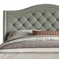 thumbnail image 4 of Home Design Eleanor Twin Upholstered Platform Bed Frame with Nailhead Trim, Button Tufted Camelback Wingback Headboard, Gray – Easy Assembly, 4 of 5