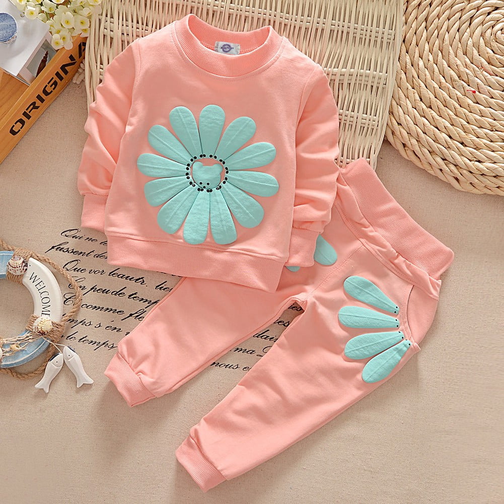 1T 2T 3T 4T Kids Baby Girl Outfits Set Long Sleeve Sweatshirts Tops Pants Outfits Clothing Christmas Gifts